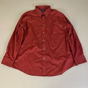 Croft & Barrow Wrinkle-Resistant Broadcloth Dress Shirt Long Sleeve 18 34/35 Red